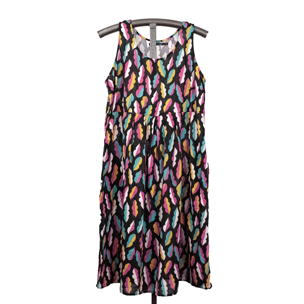 Gudrun Sjoden Colorful Organic Cotton Tank Dress LARGE Whimsical Pea Pod Nature